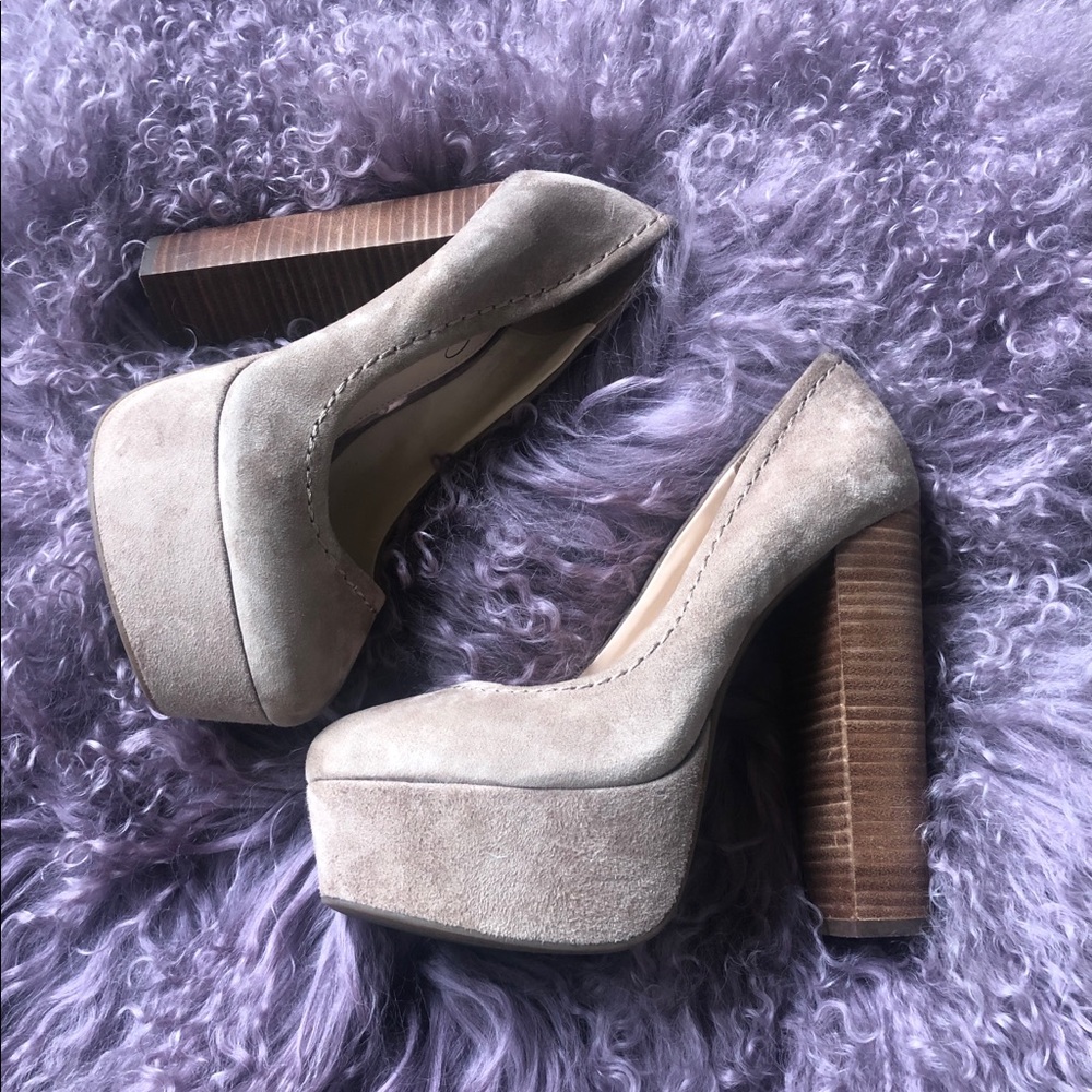 Jessica Simpson Suede Stacked Heel Pumps SZ 7